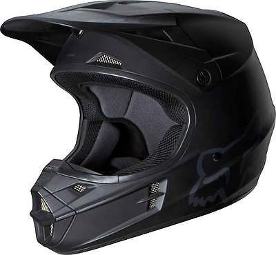 2014 Fox Racing V1 Matte Black Motocross MX Dirtbike ATV Adult Mens Helmet Snell