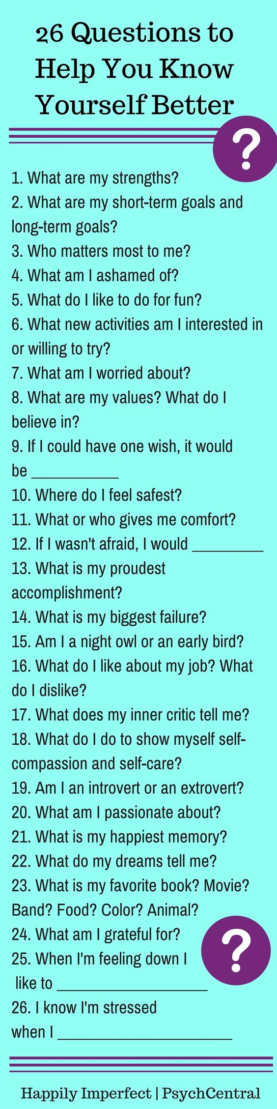 26 Questions to Help You Know Yourself Better