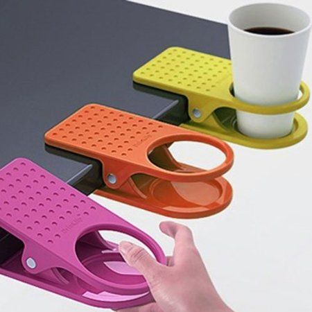 4 Colorful Clip On Table Cup Holders #productdesign