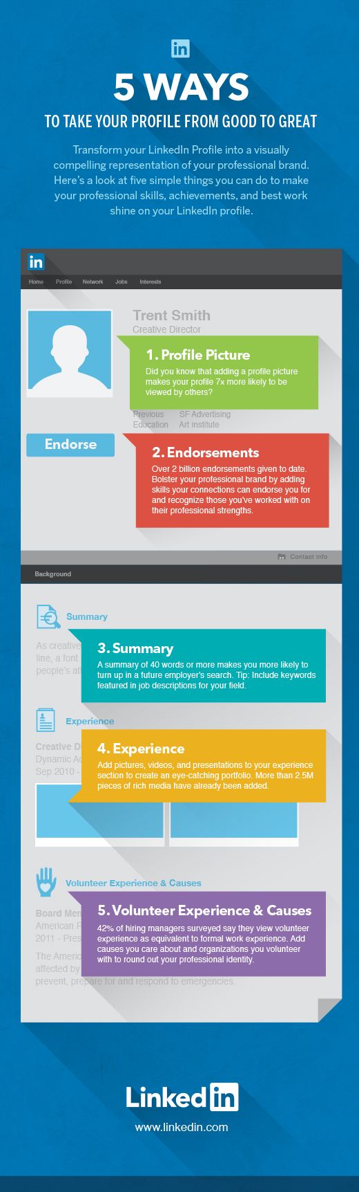 5 LinkedIn Profile Tips Infographic #LinkedIn