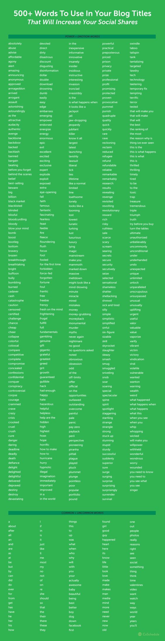 500+ words to use in blog titles graphic