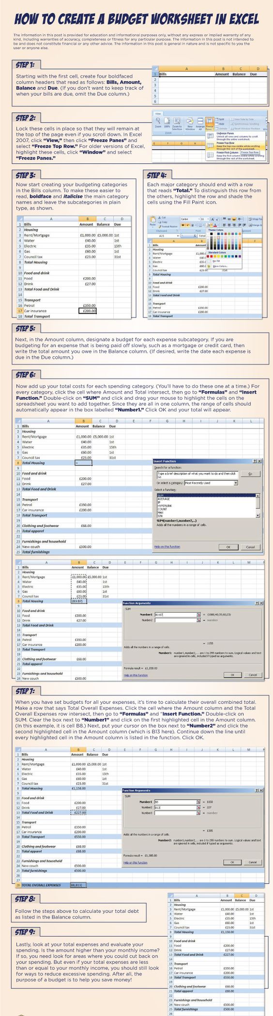 9 step by step instructions on how to create a budget worksheet in excel  