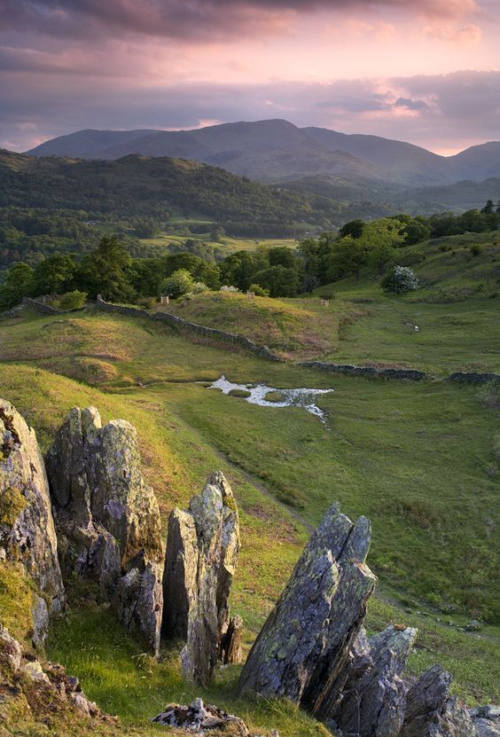 A beautifull summer evening on the Lakeland fells above Ambleside - Cumbria, England by Michael Paynton