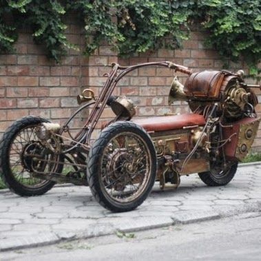 A steampunk motorcycle.