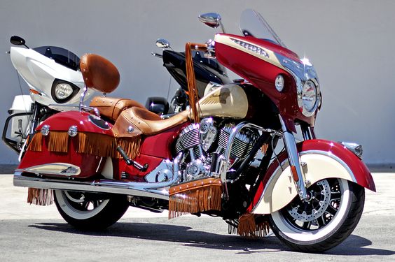 An amazing work of art. A custom two-tone Indian Chieftain Motorcycle.