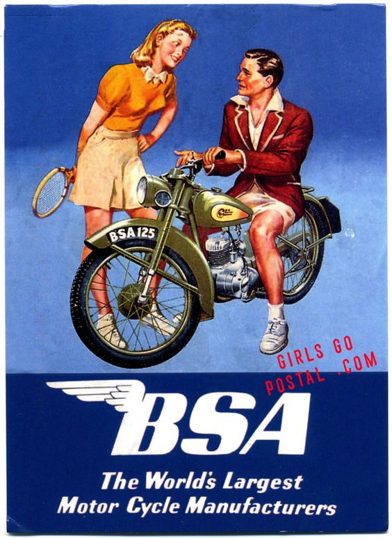And it all goes great with his BSA motorcycle, .....