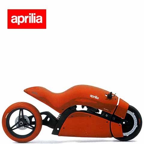 Aprilia concept bike. Throw a green LED light ring on the front wheel and you almost got Kaneda's bike from Akira.