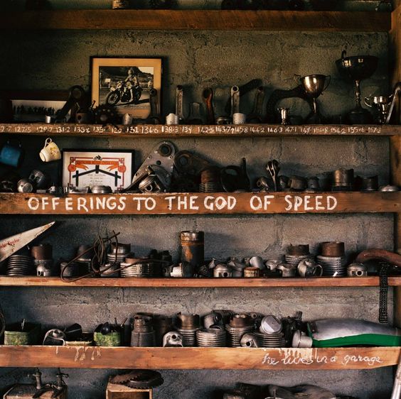 to the 'God of Speed' from Burt Munro's shop/home