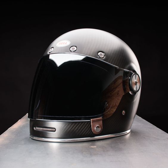 Bell Bullitt Helmet Carbon Matte Black Side View with Clear Bubble Shield