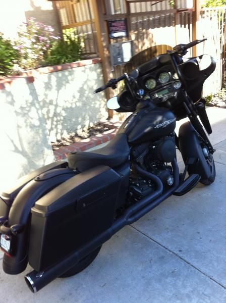Black Denim Street Glide with a Black Vance & Hines Pro Pipe