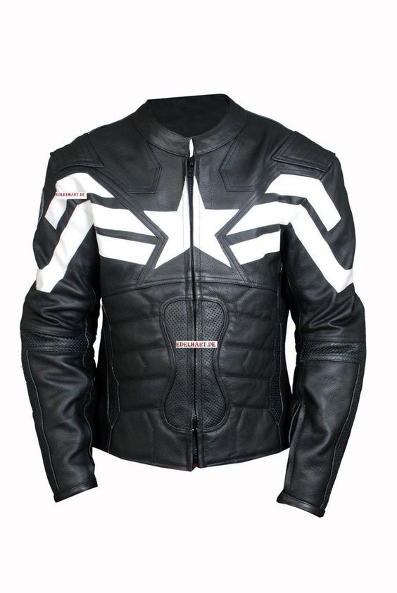 Captain America Leather costume Jacket The Winter soldier Leather Motorbike #Handmade #JacketsCoatsCloaks