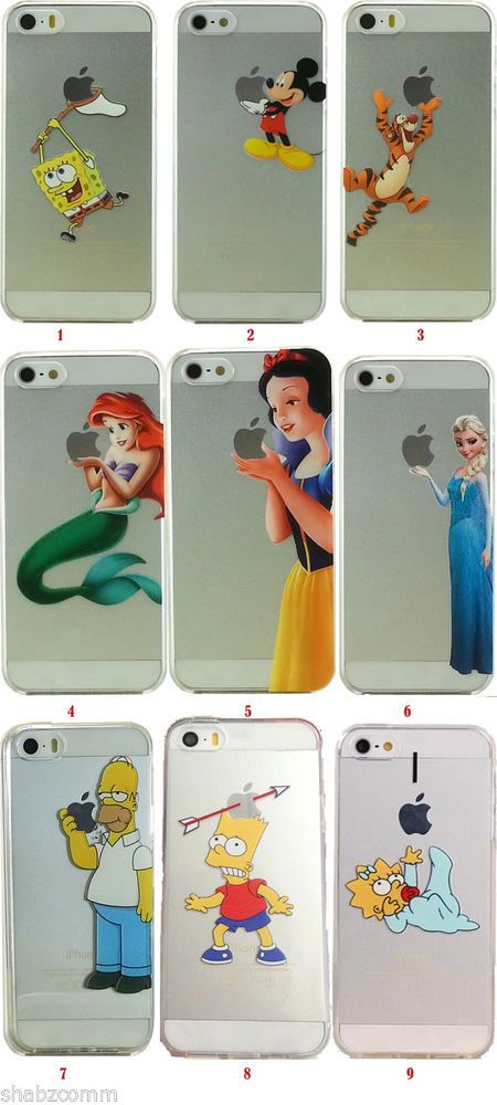Cartoon Disney Frozen Elsa Snow white Mermaid Soft case For iphone 4 4s 5 5s 5c