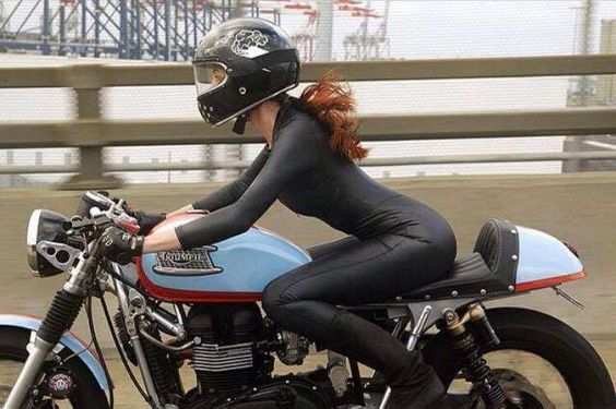 Catsuit | Anchor & Bolts #triumph #motorcycle #motorbike #redhead #sexy #caferacer