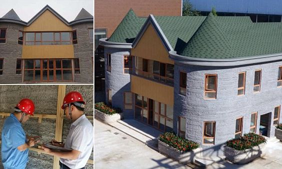 Chinese company unveils a two-storey house printed by a 3-D machine in one go | Daily Mail Online