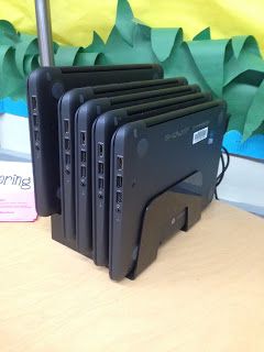 chrome book or laptop charging station using desk file