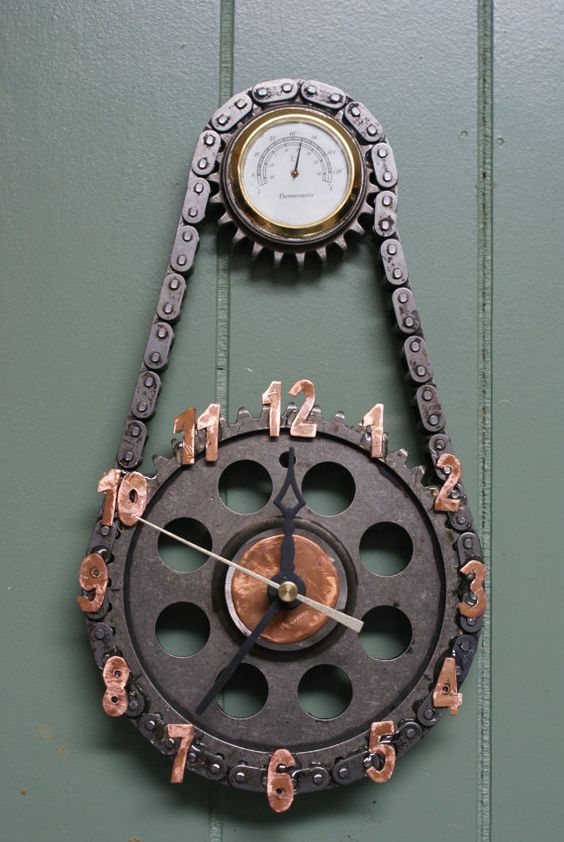 Clocks made from repurposed materials by KysarCreations on Etsy, $ pretty cool to see car parts put to creative use! #idriveracing