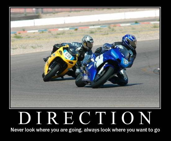 Direction // look left, turn left; look right, turn right. I still find myself thinking this every time I take the bike out!