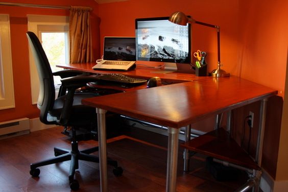 DIY computer desk - can be built as a regular desk or standing desk.