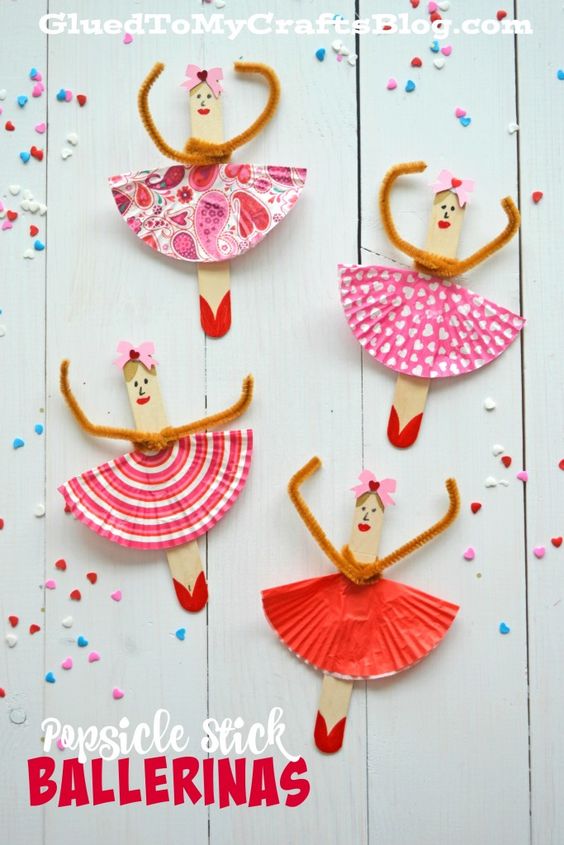 DIY Popsicle Stick Ballerinas - Kid  Tutu from cupcake  cute!