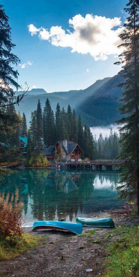Emerald Lake and Lodge in Yoho National Park, British Columbia, Canada • Often misidentified as Emerald Bay, Lake Tahoe