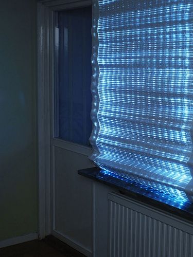 Energy Curtain absorbs energy from sun during day and releases it at night.