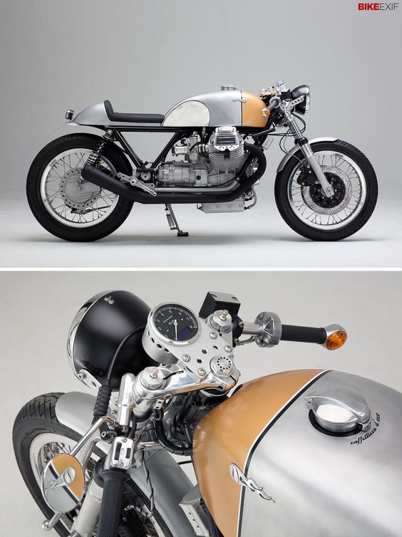 Every few months, a freshly-customized Moto Guzzi rolls out of Axel Budde’s Hamburg workshop. And you know what to expect: it will be stripped back, elegant, immaculately finished and powerful. This Le Mans is Budde's seventh custom build, and nicknamed “Caffettiera d’oro”—meaning golden coffee machine. It's one of 13 bikes featured in the 2014 Bike EXIF Custom Motorcycle Calendar: get yours from 