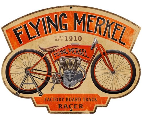 Flying Merkel Metal Sign