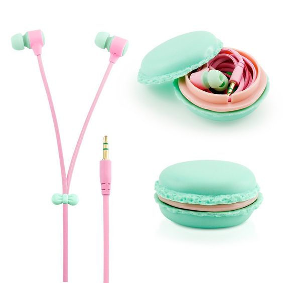 GEARONIC TM Stereo  In Ear Earphones Earbuds Headset with Macaron Case For iPhone Samsung MP3 iPod PC Music - Blue
