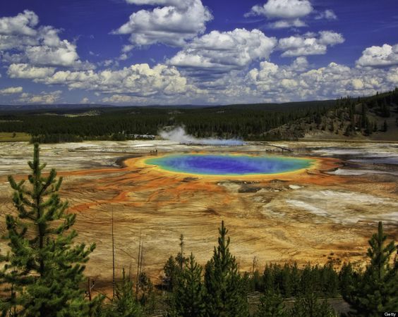 Grand Prismatic Spring in Yellowstone National Park, Wyoming Fur trappers stumbled upon this 