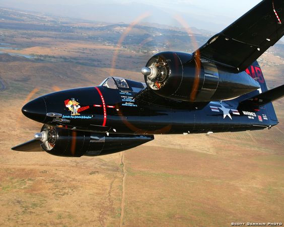 Grumman F7F Tigercat. Fastest piston engine plane at 470 mph. Only used sparingly in the Korean War, but not in actual combat role.