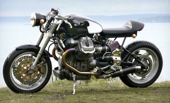 Guzzi cafe racers always seem to turn out just-right. This is a shed-built creation from Arnie, near Seattle.