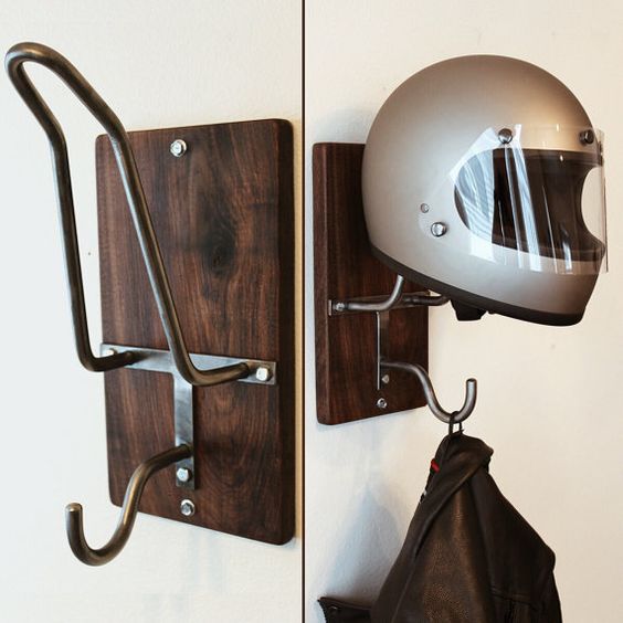 Handmade Motorcycle Helmet Rack & Jacket Hook by EdwardRichie
