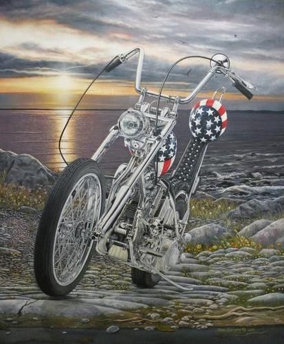 Harley Davidson Chopper EASY RIDER Captain America Bike MOTORCYCLE ART Print #35