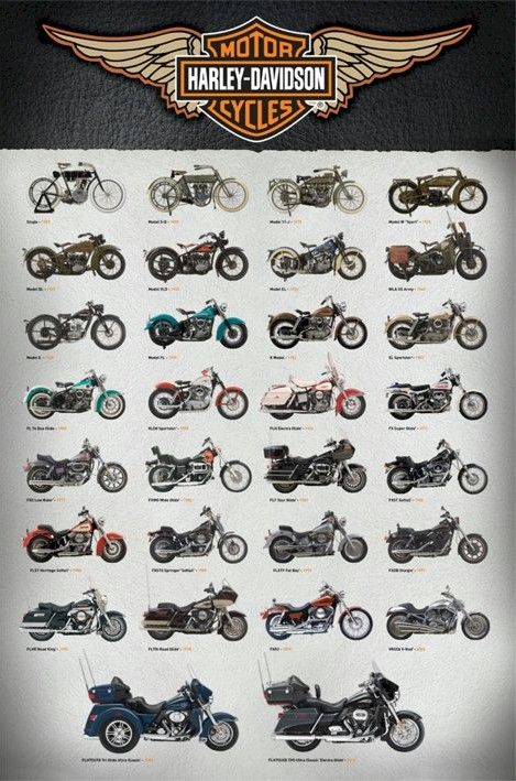 Harley Davidson Motorcycles Poster 30 Evolution 24x36 Motorcycle 1903 2013