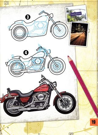 How to draw harley motorcycles sketch design