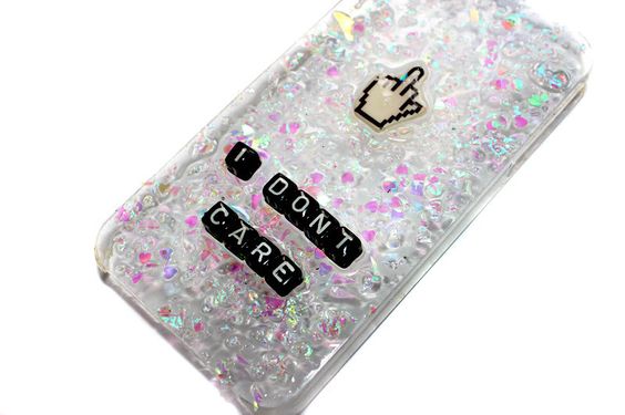 I Don't Care Phone Case with Middle Finger Cursor