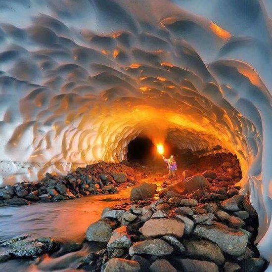 Ice Cave Inside a Volcano in Russia