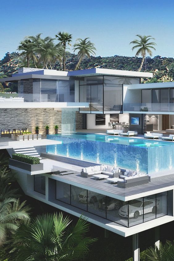 In an attempt to sell  acres of prime Los Angeles real estate high atop the Sunset Strip, high-end realtors The Agency hired the Ameen Ayoub Design Studio to create the kind of homes that would make your jaw drop. This is a rendering.