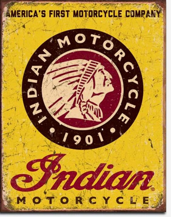 Indian Motorcycle Logo Metal Sign Tin New Vintage Style USA #1934