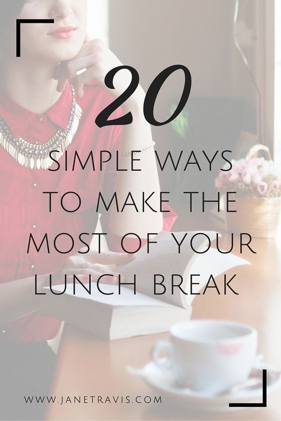 It's proven that taking a lunch break can increase productivity, concentration and creativity, and as little as 20 minutes can make all the difference.  Here are 20 simple ways to make the most of the time you have whether you're doing the side hustle thing or a full time solopreneur.