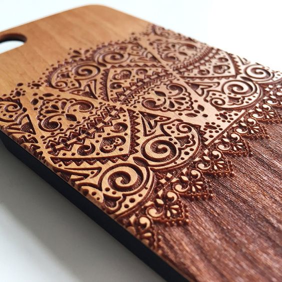 Lace floral real wood engraved iPhone 6 case iPhone by Darkoolart