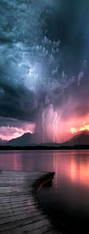 Lightning at sunset