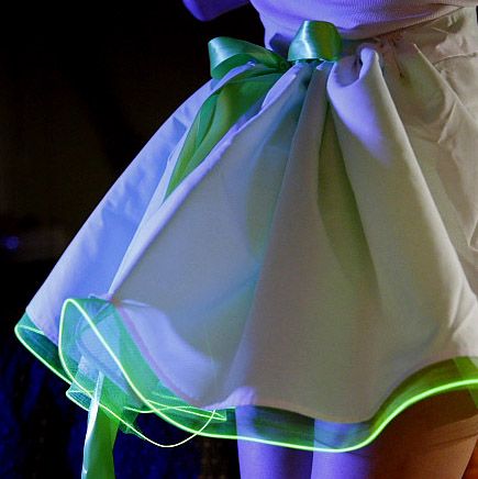 Lightning Bug Skirt. A tulle skirt with electroluminescent wire sewn into the hem