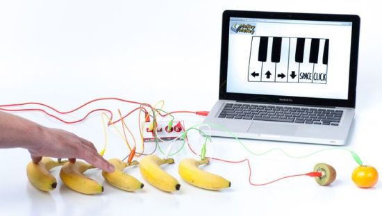 Makey Makey, an invention kit for everyone, is a simple circuit board that lets you reprogram the world by connecting everyday objects to a computer. Rewire the World! Warning: extended use may result in creative confidence.
