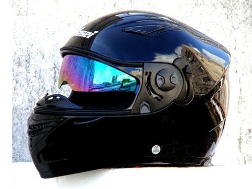 Masei Gloss Black 830 Full Face Motorcycle DOT HJC Icon Harley Helmet #Maseihelmet