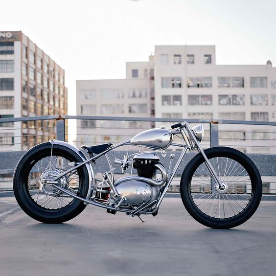 Max Hazan's incredible hand-fabricated custom, built around a vintage BSA A50 engine. For a daily dose of shots like this, follow the Bike EXIF Instagram account: