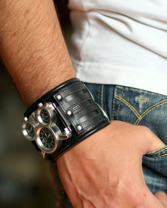 Men's wrist watch leather bracelet 