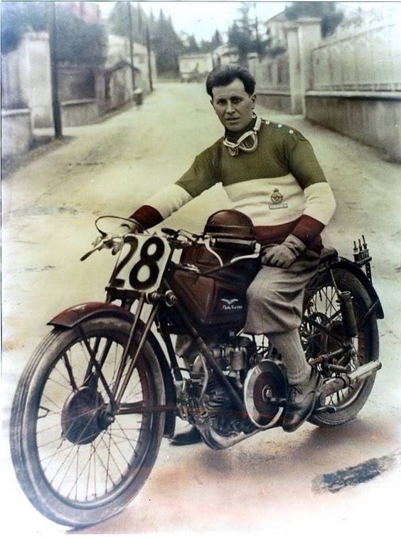 Moto Guzzi || man on motorcycle || vintage photo