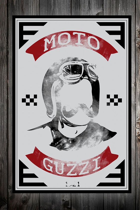 Moto Guzzi Motorcycle Print // Matte Giclee Print // Custom frame // No glass // Vintage motorcycle print