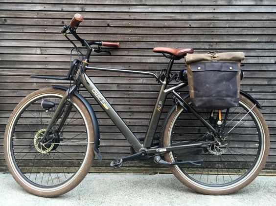Motorbike bag / bicycle bag in waxed canvas  /  by treesizeverse